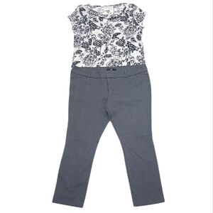 Mossimo Stretch Crop Ankle Dress High Waist Rise Pockets Marbled Chic Work Pant